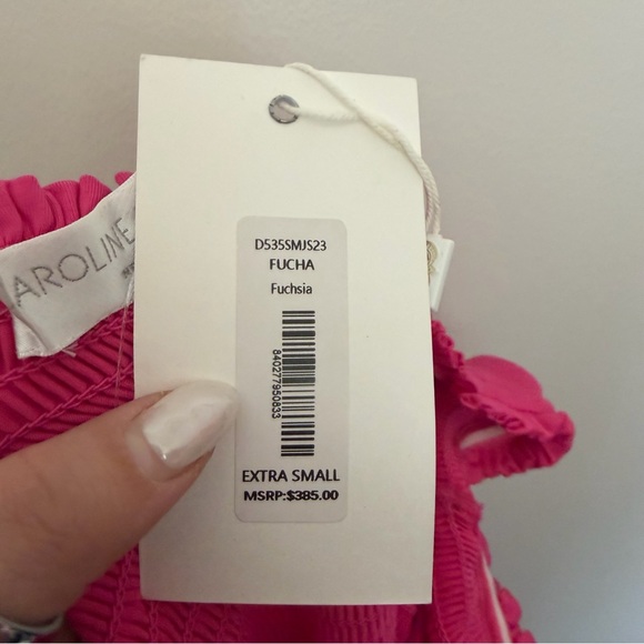 NWT Caroline Constas Tilly Stretch Dress Fuchsia Pink - Picture 7 of 8
